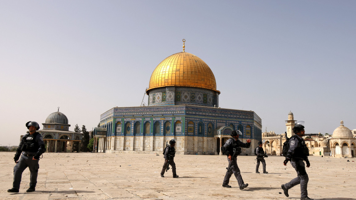 Israeli security forces in the Al-Aqsa Mosque compound