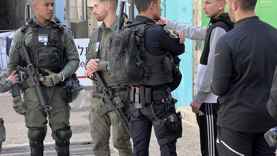 Israeli police questioning young Palestinian men in occupied east jerusalem
