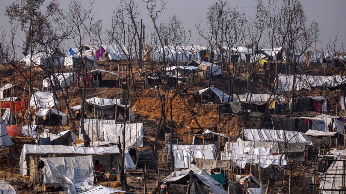 rohingya camp fire -- getty