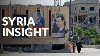 A picture of election posters of Syrian President Bashar al-Assad. The text "Syria Insight" is superimposed on the image.