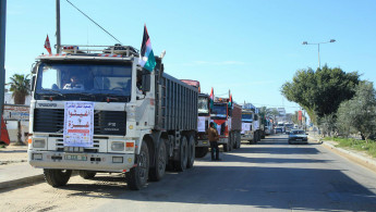 Gaza truckers protest [Mahmoud Abu Salama]
