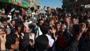 anti Houthi protest at Sanaa university