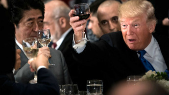 Trump toast Abe UNGA 2017 - AFP