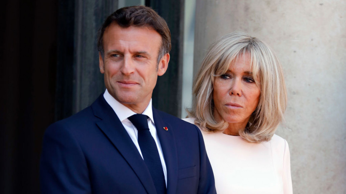 Emmanuel Macron, the French president, with his wife, Brigitte Macron