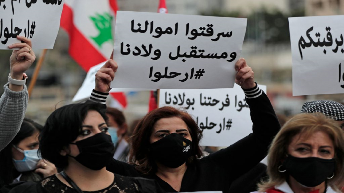 Lebanese women attend protest