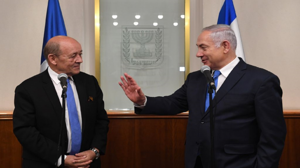 French FM Le Drian and Israeli PM Netanyahu