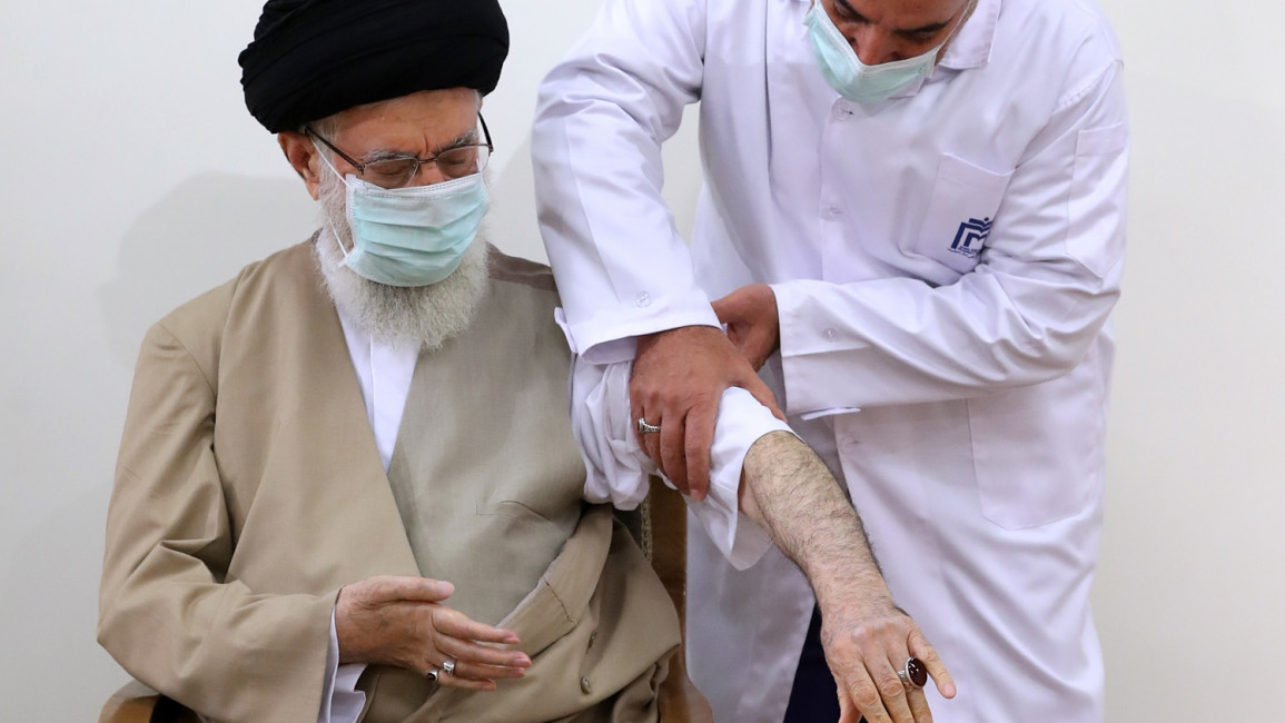 Iran’s supreme leader, posted footage on June 25 described as showing him receiving the first dose of an Iranian-produced Covid-19 vaccine.