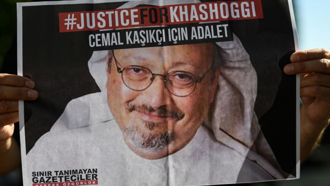 A Jamal Khashoggi protest poster in English and Turkish