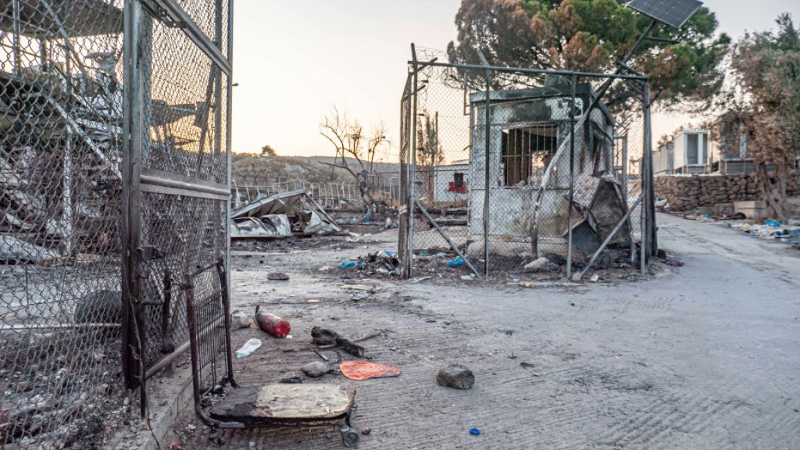 The Moria camp on the Aegean island of Lesbos was home to more than 10,000 people before it was destroyed by two fires