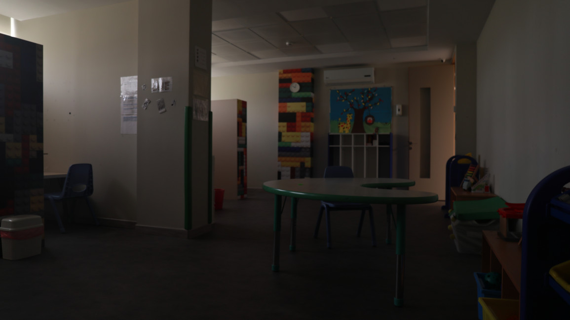 A classroom in the 1 2 3 Autism Centre sits in darkness. (TNA)
