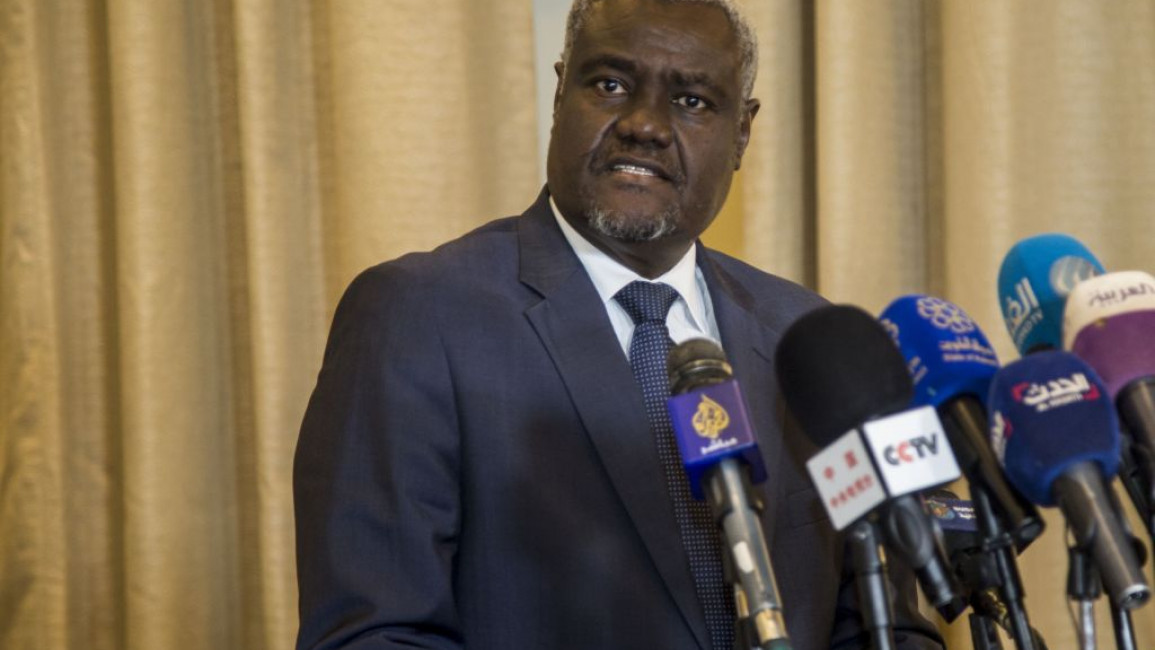 In July, African Union (AU) Commission Chairperson, Moussa Faki Mahamat, condemned Israel's bombardments of the Gaza Strip then, two months later, granted Israel observer status at the AU. [Getty]