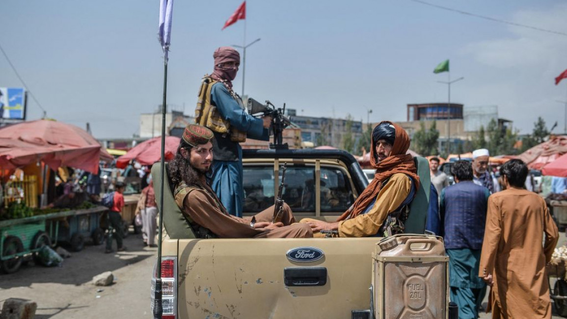 Taliban fighters in Kabul on 7 August 2021, after seizing control of the capital following the collapse of the Afghan government. [Getty]
