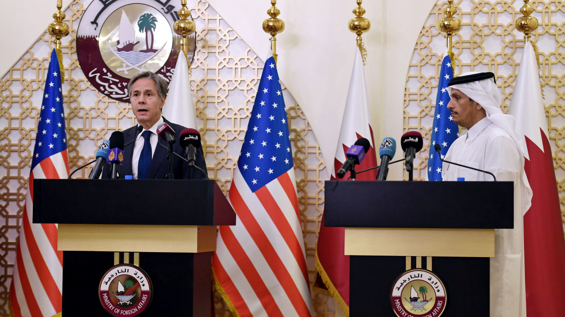 US Secretary of State Antony Blinken and Qatari Deputy Prime Minister and Foreign Minister Mohammed bin Abdulrahman al-Thani [Getty]