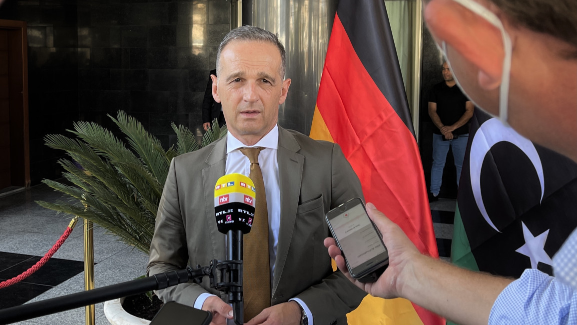 German Foreign Minister Heiko Maas speaks to the members of press during his official visit in Tripoli [Getty]