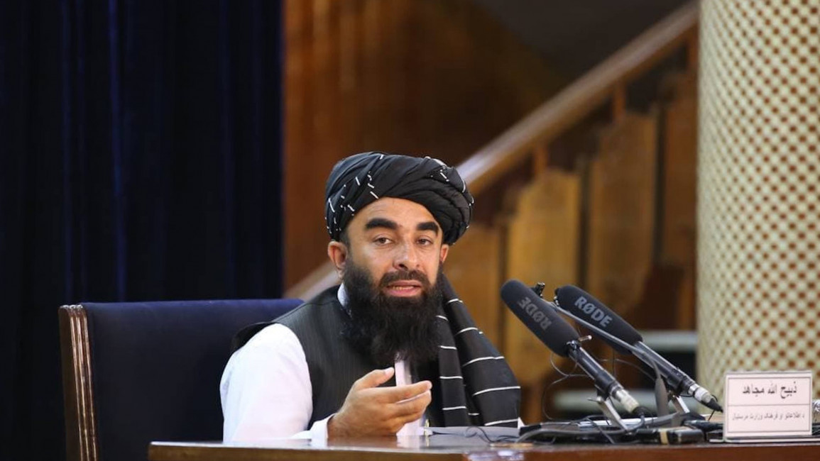 Taliban spokesperson Zabihullah Mujahid holds press conference [Getty]