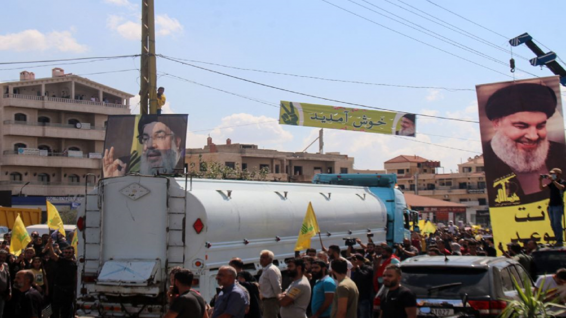 Iranian fuel truck enters Lebanon, greeted by Hezbollah supporters
