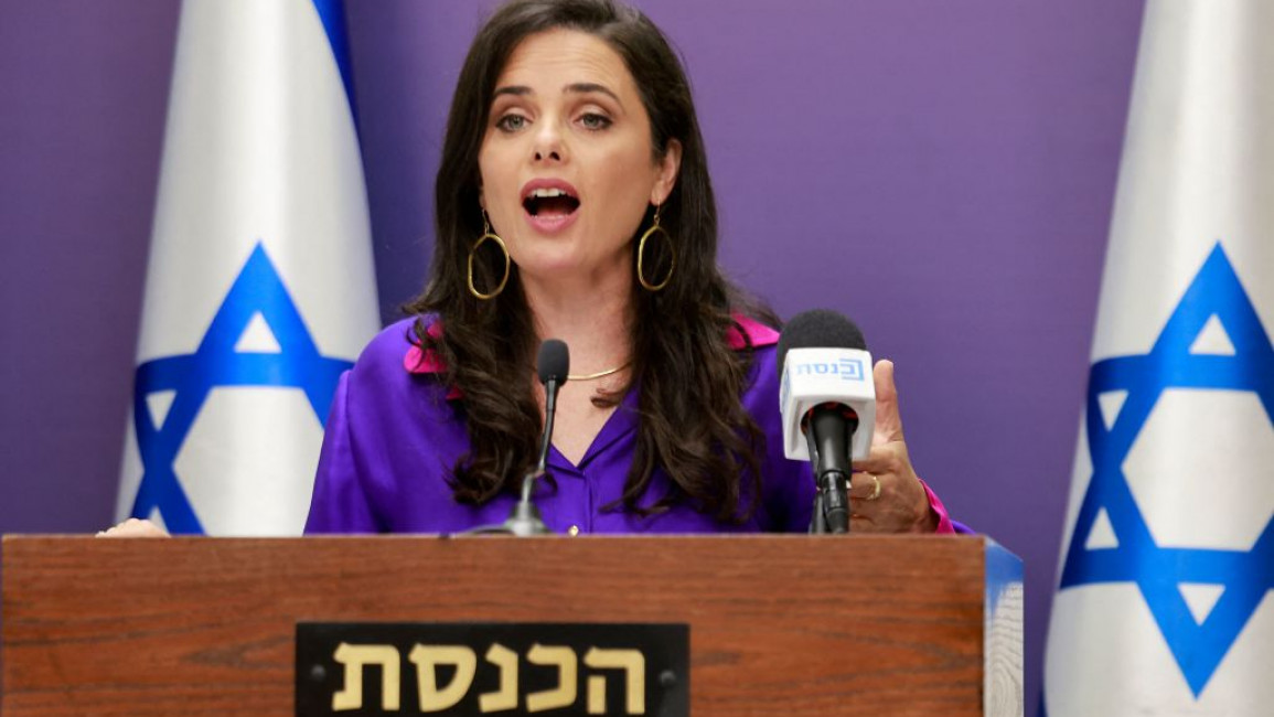 Ayelet Shaked was heard calling Foreign Minister Yair Lapid "shallow" [AFP]