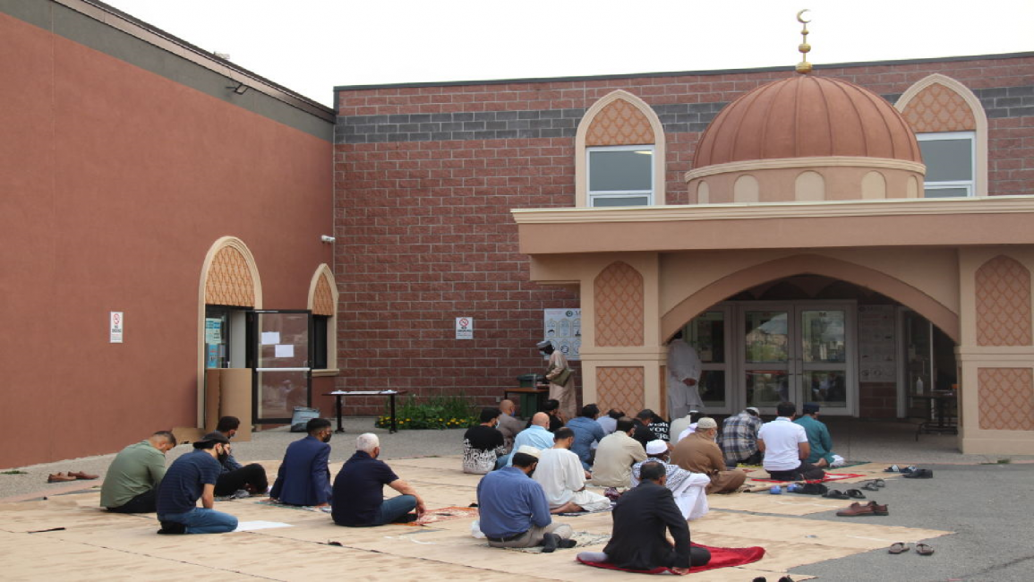 Muslim worshippers at a mosque in Canada