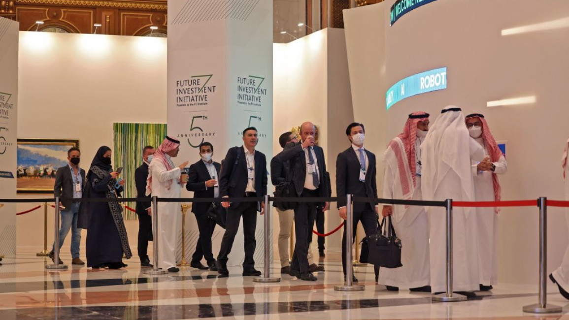 Guests attend the opening ceremony of the annual Future Investment Initiative (FII) conference in the Saudi capital Riyadh on October 26, 2021 [Getty Images]