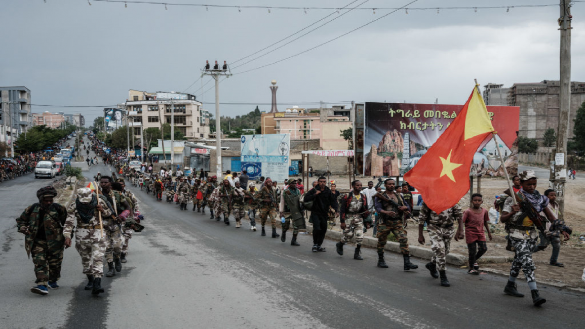 TPLF fighters march in Ethiopia