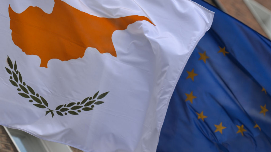 The Cyprus and European Union flags together
