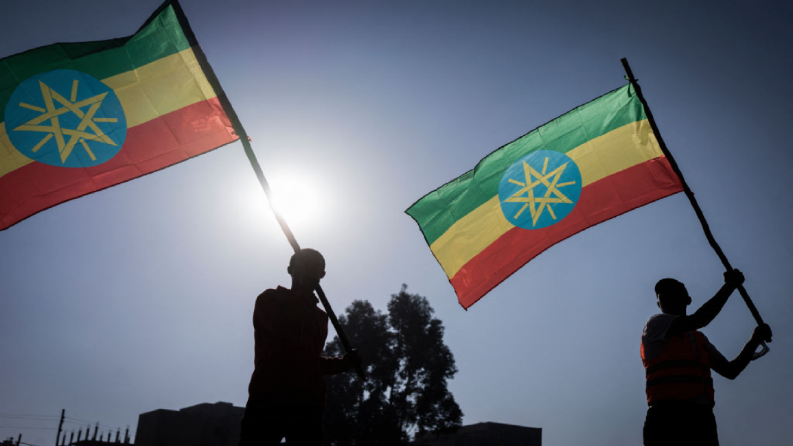 Ethiopians wave flag