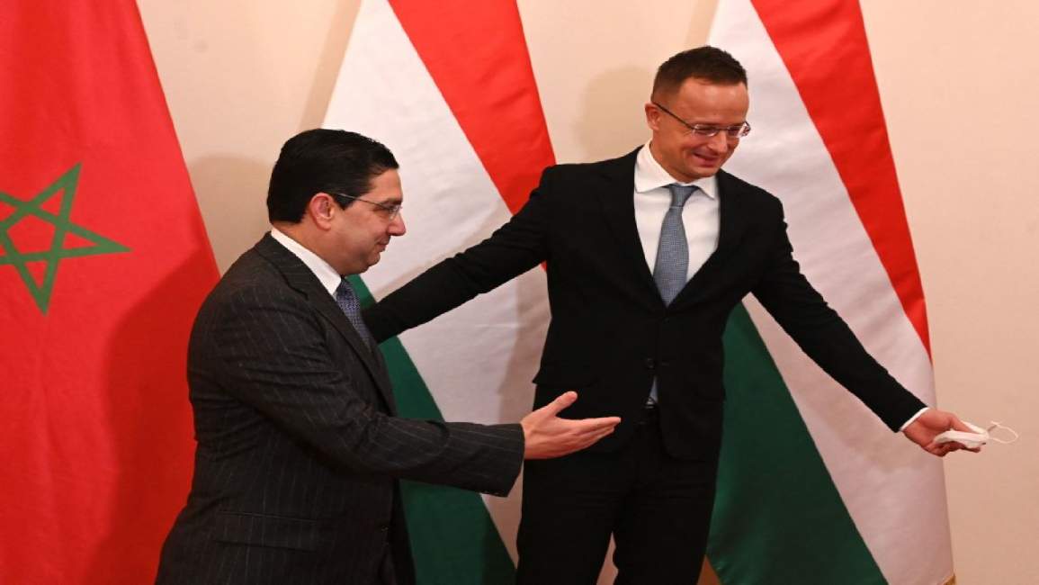 Moroccan FM (L) with Hungarian counterpart
