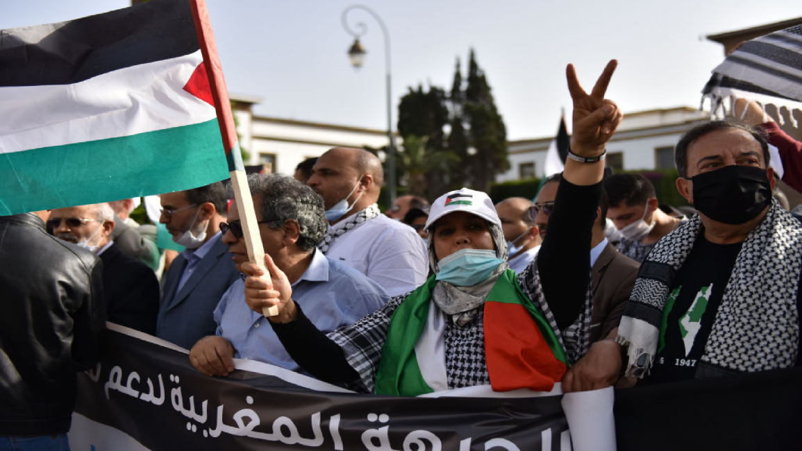 pro-palestine march in morocco