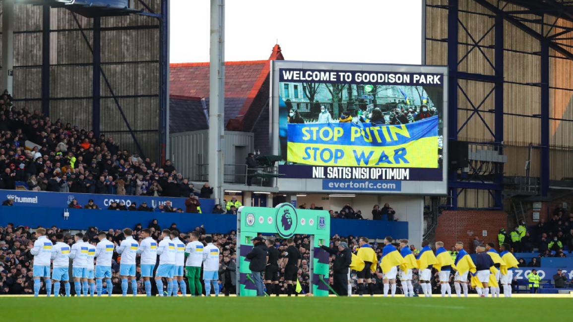 Support for Ukraine during the Premier League match between Everton and Manchester City