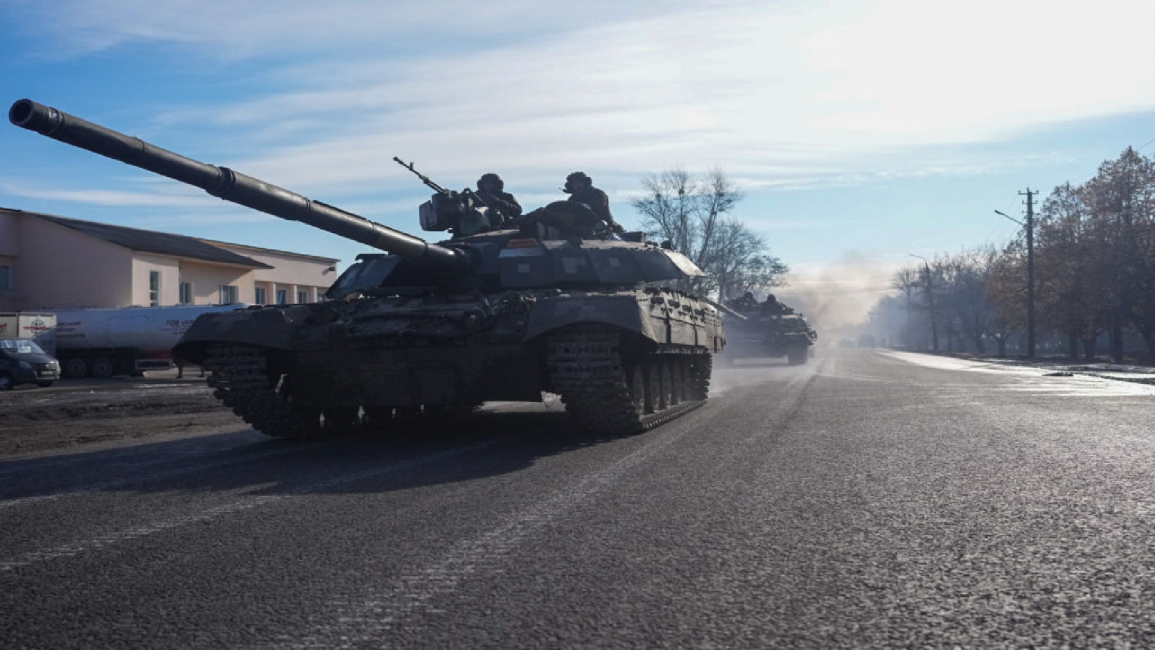Tanks of Ukrainian forces move following Russia's military operation