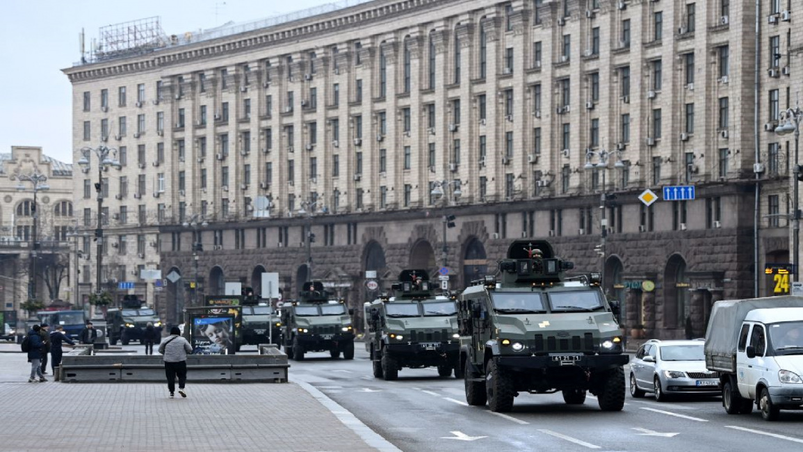 Ukrainian military patrol in Kyiv