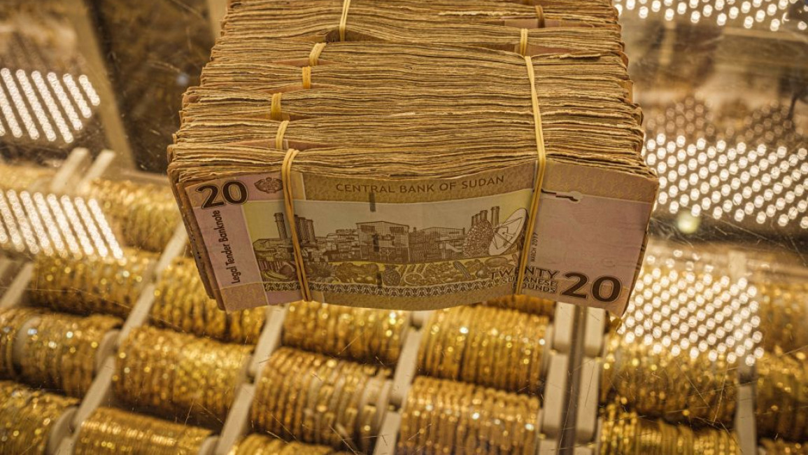 Sudanese twenty pound bills in stacks