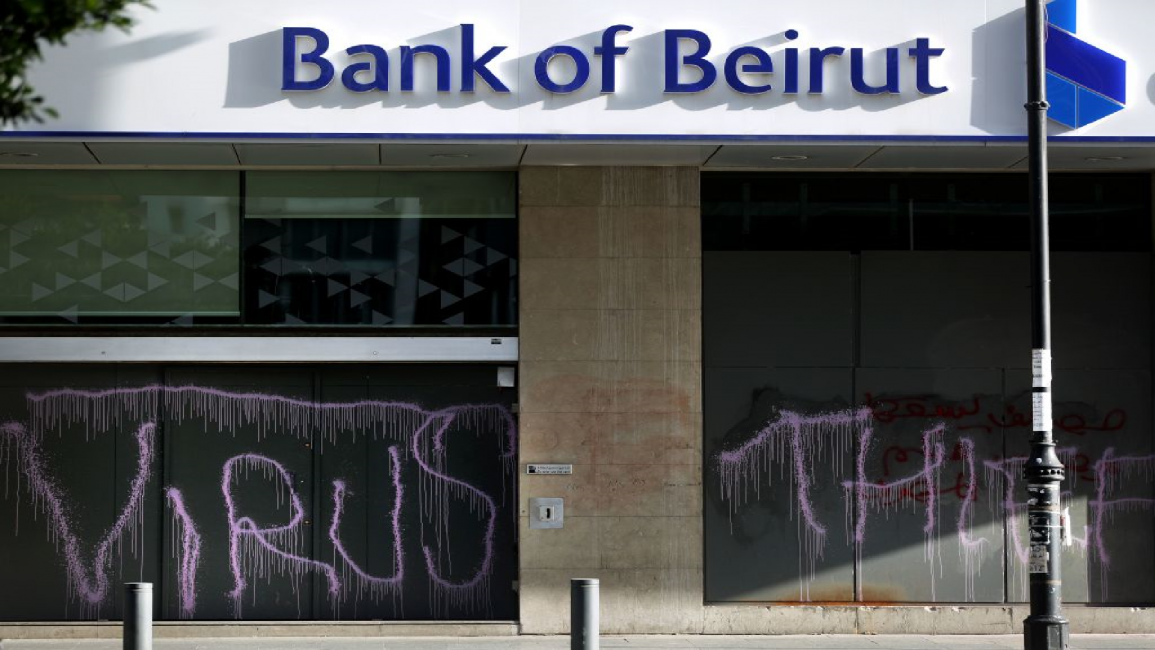 Graffiti on Bank of Beirut branch