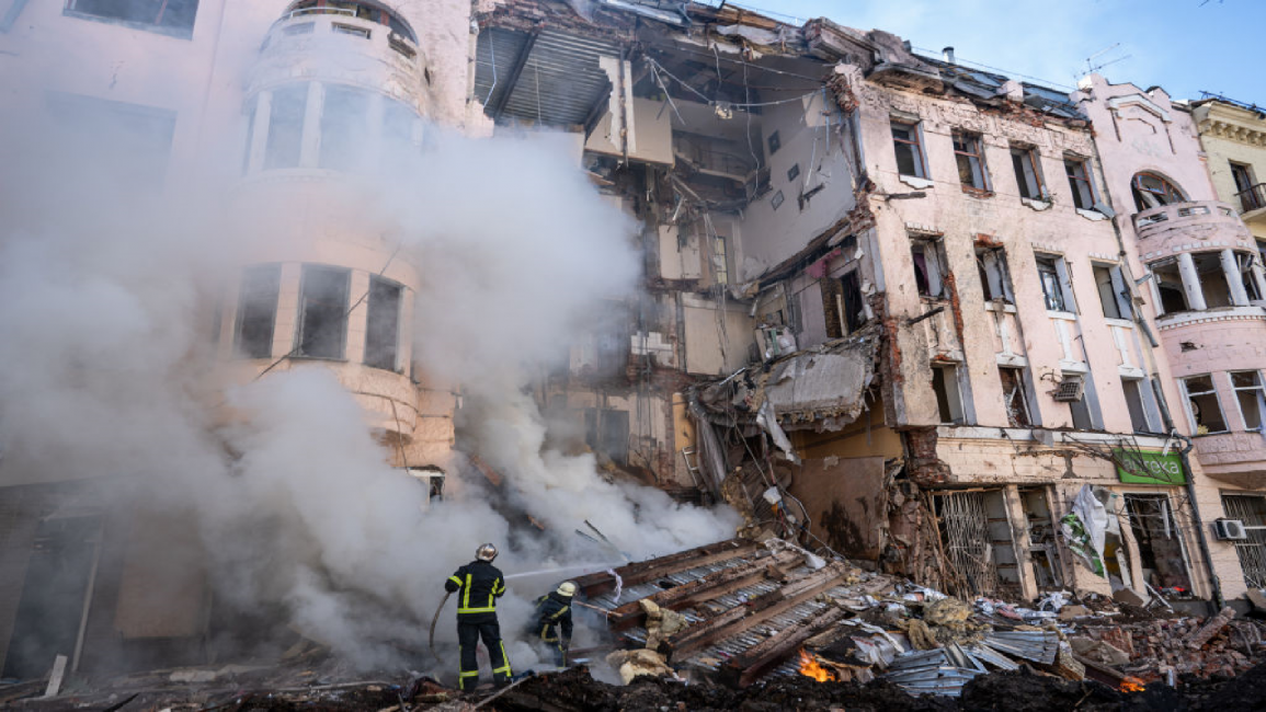 Russian shelling in downtown Kharkiv, Ukraine
