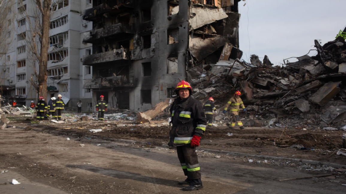 Damage in Borodianka, Ukraine