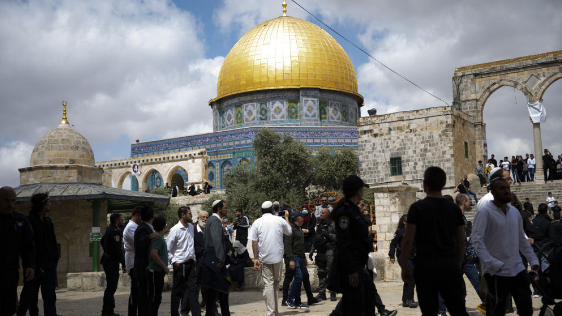 Israeli settlers regularly storm the Al-Aqsa Mosque compound under the protection of security forces [Getty]