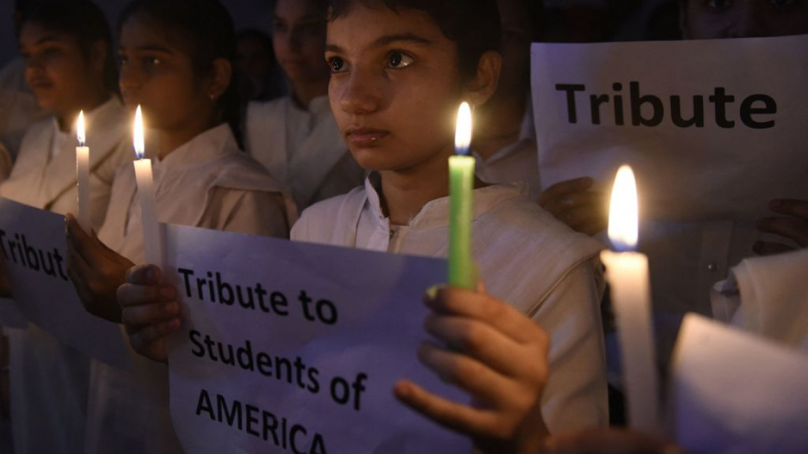 Students in Amritsar, India paid tribute to the victims of the Texas school shooting [Getty]