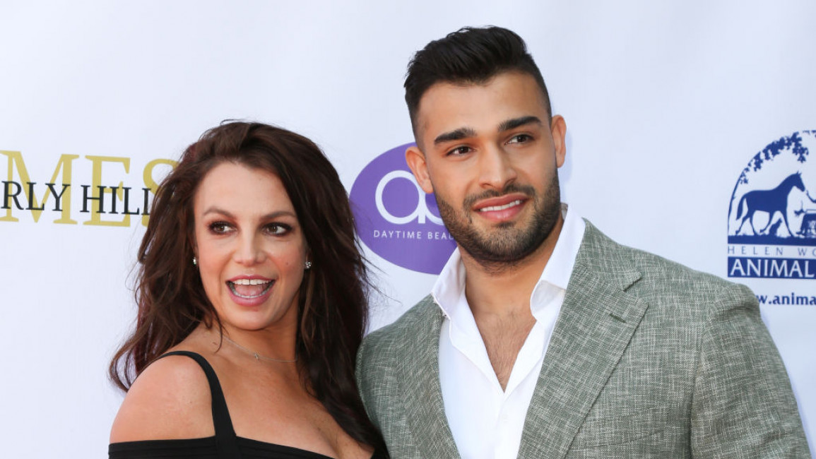 Britney Spears (left) with Sam Asghari (right).