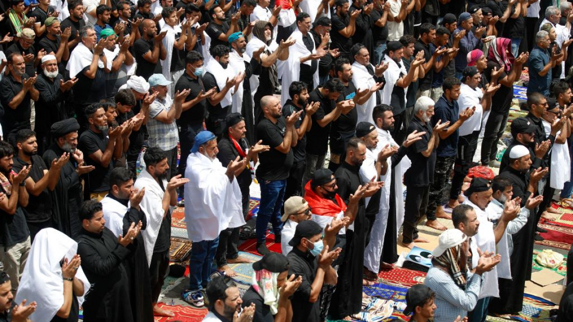 Sadr's supporters held prayers outside the Iraqi parliament [Getty]