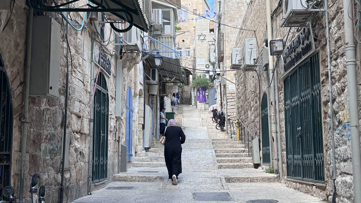 Aqabat al-Khaldiya is in the old city's Muslim quarter in occupied East Jerusalem, which Jewish settlers want to turn into a "new Jewish quarter". Ibrahim Husseini/TNA 20 June 2023.