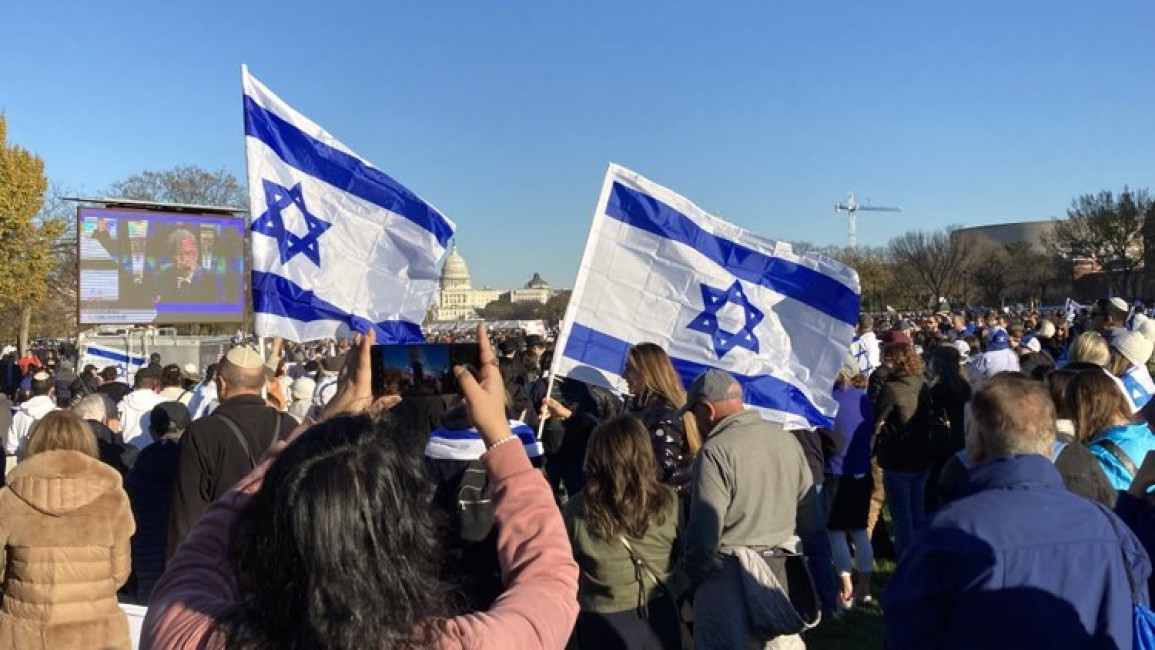 Thousands demonstrate in Washington in support of Israel. [Brooke Anderson/The New Arab]