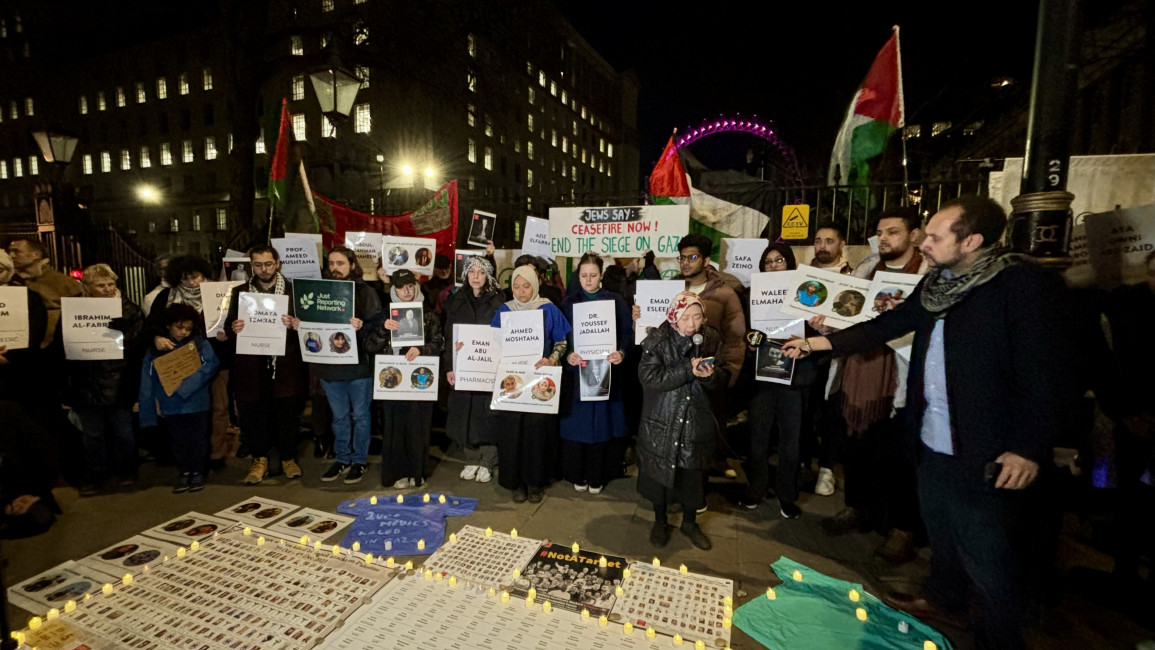 A vigil held in London for media and health workers killed in Israel's war on Gaza