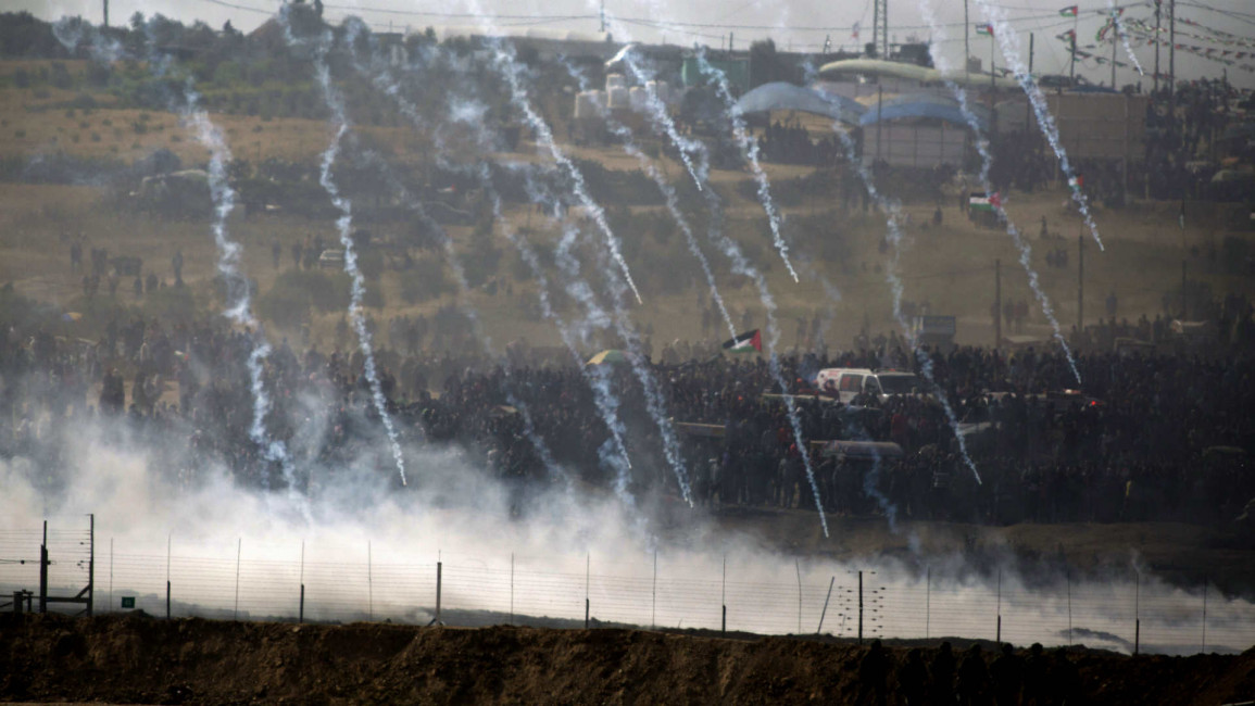 Gaza border tear gas - Getty