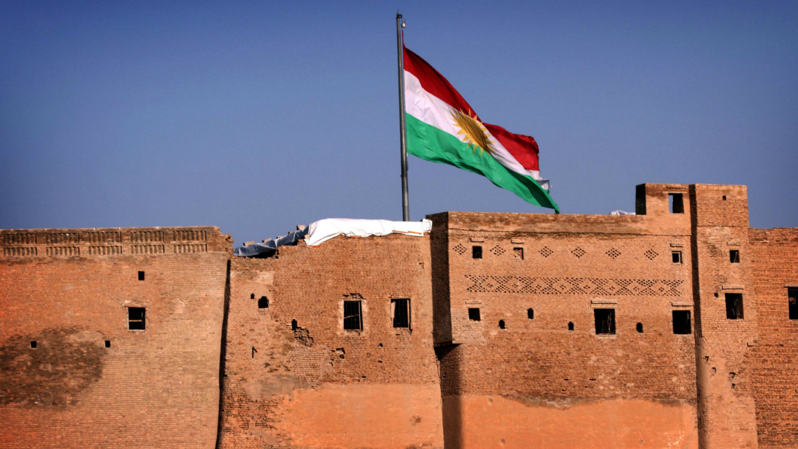 Kurdish flag Erbil citadel