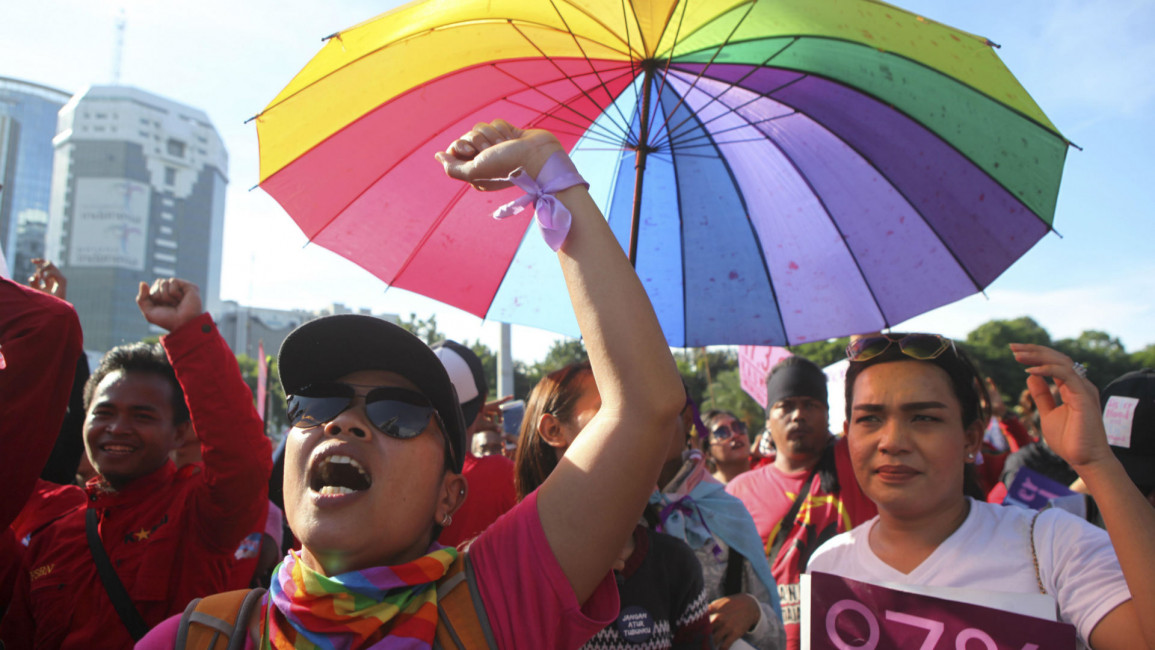 LGBT protest indonesia getty