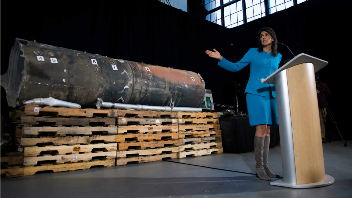 UN ambassador Haley shows Iranian arms used in Yemen