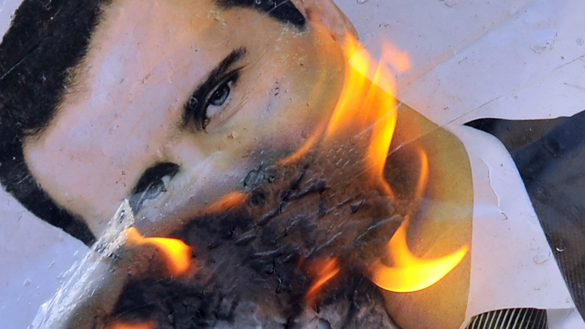 Syria burning man