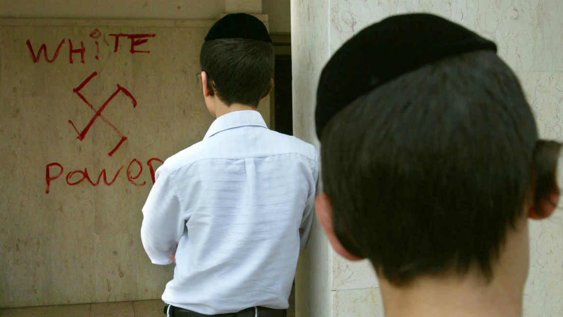 swastika graffiti synagogue tel aviv - getty