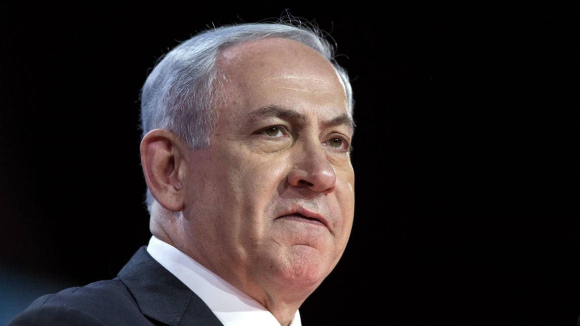 Netanyahu at Aipac (AFP)