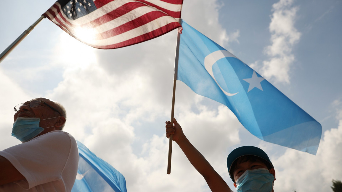 uighur us flag - Getty